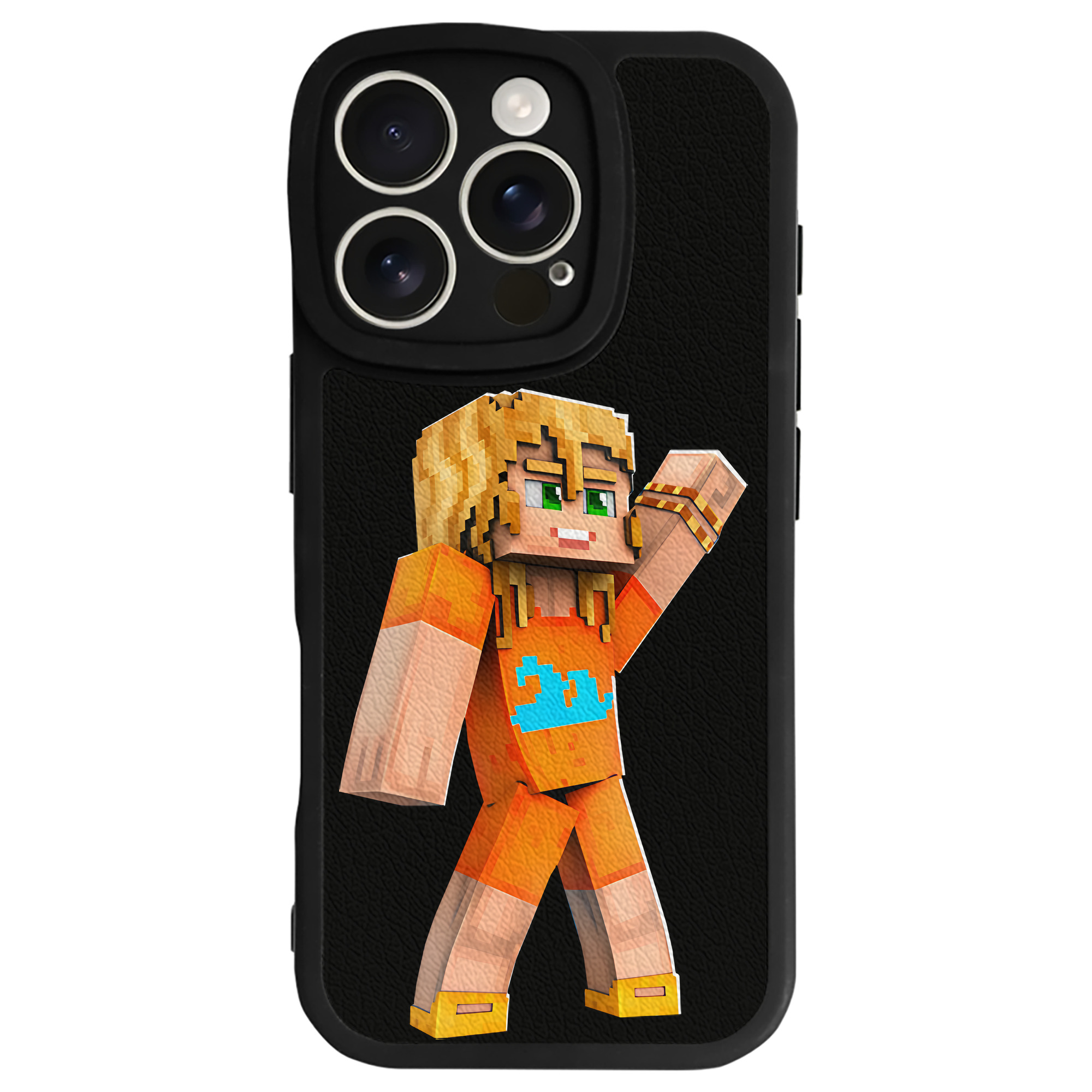（画像用） マインクラフト ブロックの世界 Minecraft MC Block world 【iPhone 16シリーズ対応】シリコンスマホケース（レザー調） 材質：シリコン